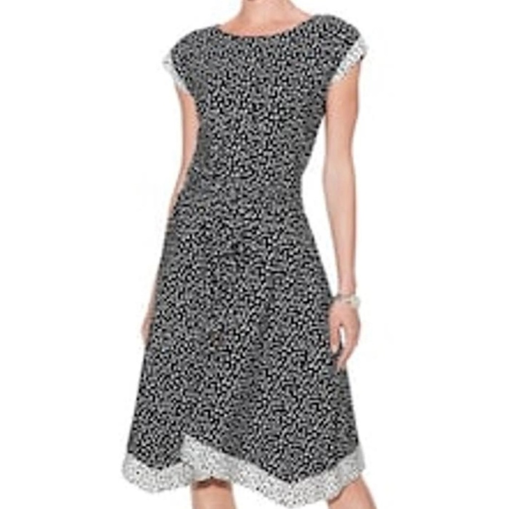 White House Black Market black and white midi dress